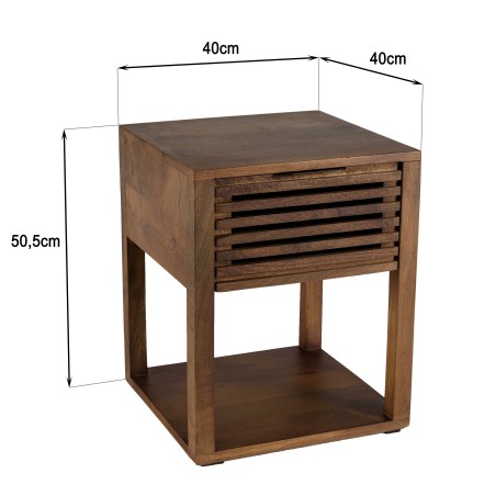 ALIX Mango Wood Bedside Table with 1 Open Drawer