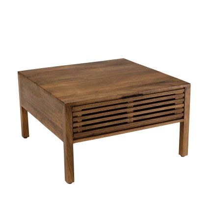 ALIX Square Coffee Table 70x70cm - Mango Wood with 2 Drawers