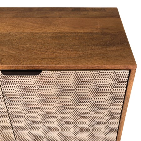 ALIX Mango Wood Sideboard with Ethnic Patterns - 4 Doors