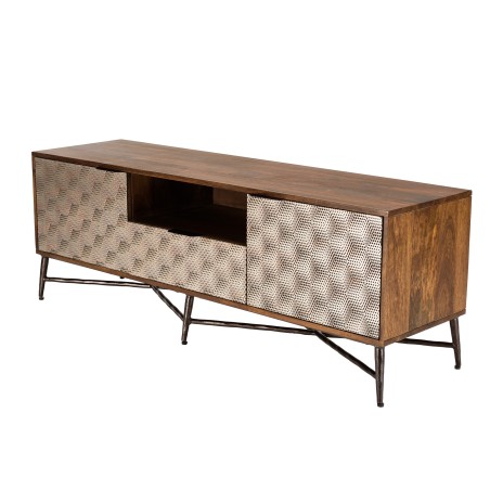 ALIX TV Stand - Mango Wood with Ethnic Patterns