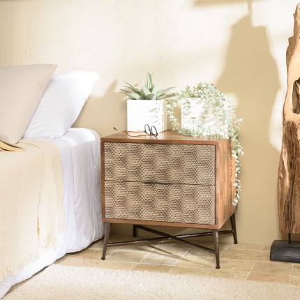 ALIX Bedside Table - Mango Wood with 2 Drawers