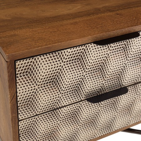 ALIX Bedside Table - Mango Wood with 2 Drawers