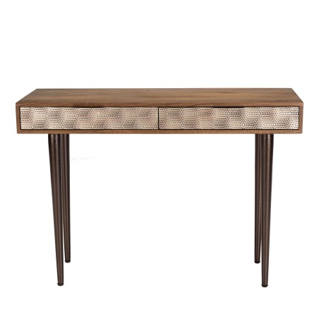 ALIX Console Table - Mango Wood with 2 Drawers & Gold Ethnic Patterns