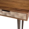 Console en bois de manguier ALIX - 2 tiroirs motifs ethniques dorés