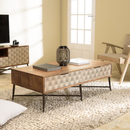 Table basse ALIX en bois de manguier - Design unique