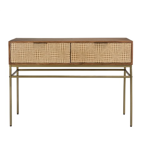 ALIX Mango Wood Console Table with 2 Drawers and Ethnic Patterns