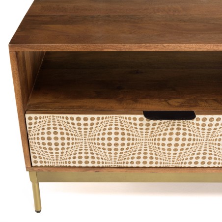 ALIX Mango Wood TV Stand - 2 Niches, 2 Drawers