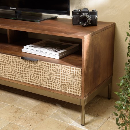 ALIX Mango Wood TV Stand - 2 Niches, 2 Drawers