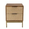 ALIX Mango Wood Bedside Table with 2 Drawers - Ethnic Patterns