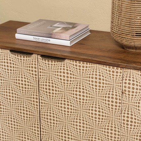 Buffet ALIX en bois de manguier 4 portes - Motifs ethniques