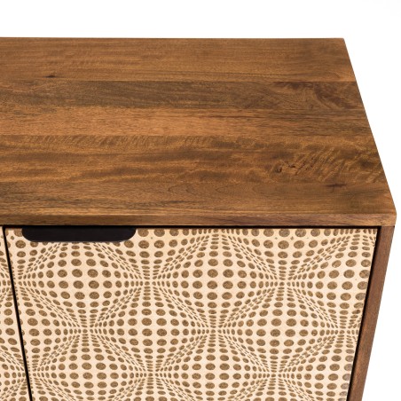Buffet ALIX en bois de manguier 4 portes - Motifs ethniques
