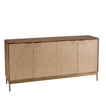 ALIX Mango Wood Sideboard with 4 Doors - Ethnic Patterns