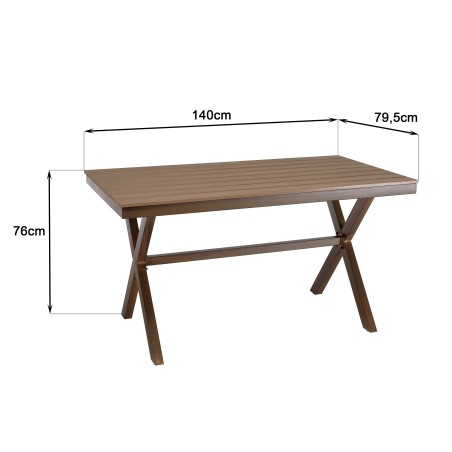 VIANNEY Rectangular Garden Table for 4 People - 140 x 80 cm