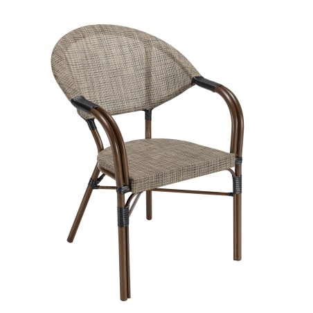 Lot 2 chaises jardin bistrot acier textilène taupe