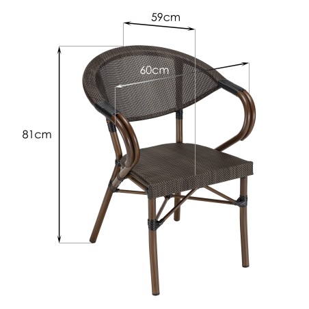 VIANNEY Set of 2 Brown Steel Bistro Garden Chairs