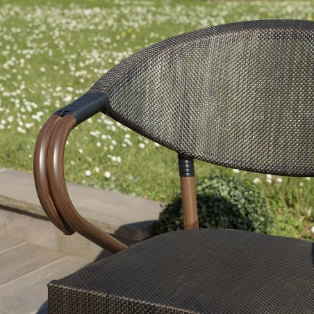 VIANNEY Set of 2 Brown Steel Bistro Garden Chairs