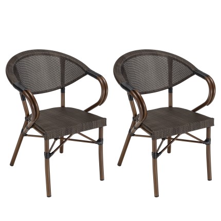 Lot 2 chaises jardin bistrot VIANNEY marron