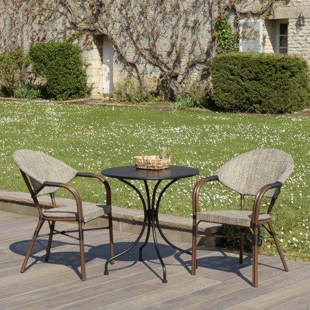 VIANNEY 2-Person Steel Garden Furniture Set - Trendy Bistro Style