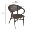 Salon de jardin VIANNEY en acier - 2 personnes - Table ronde 70x70cm et 2 chaises textilène marron