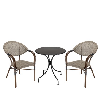 VIANNEY 2-Person Steel Garden Furniture Set - Trendy Bistro Style