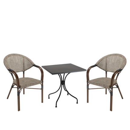 VIANNEY 2-Person Steel Garden Set - Trendy Bistro Style Furniture