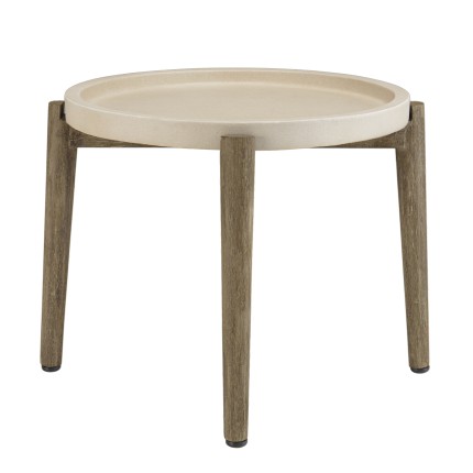 Table d'appoint HECTOR ronde 50x50cm béton beige acacia