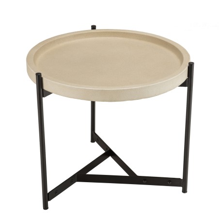 Table d’appoint HECTOR 52x50cm béton beige métal noir