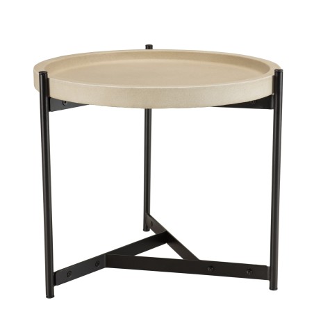HECTOR Side Table 52x50cm Beige Concrete Top with Black Metal Legs