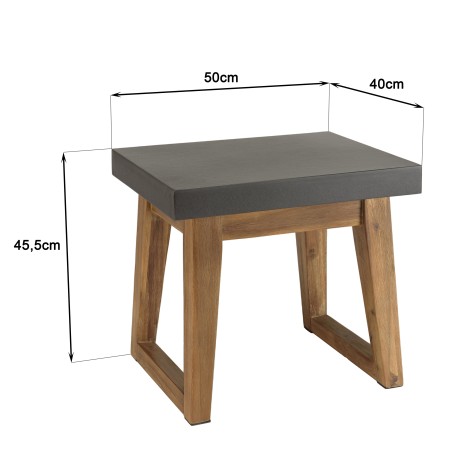 Table d'appoint HECTOR - Béton foncé 50x40cm