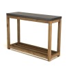 Console HECTOR - Double plateau béton foncé et acacia