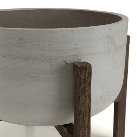Pot de fleur HECTOR en béton et acacia