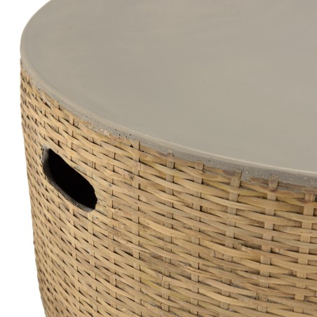 Table basse ronde HECTOR en béton et bambou