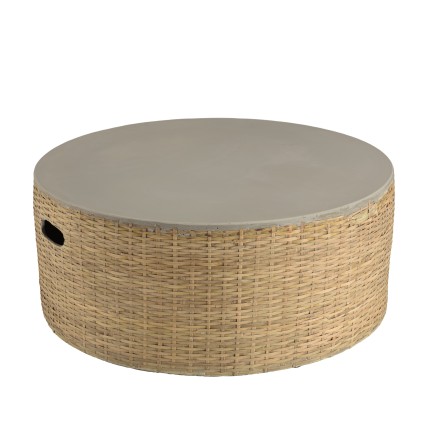 Table basse ronde HECTOR en béton et bambou