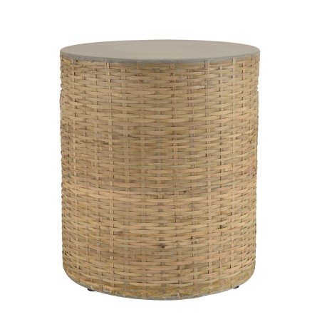 HECTOR Round Side Table with Concrete Top and Bamboo Base