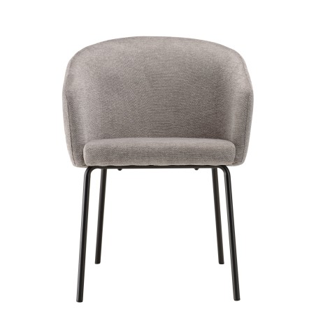 ULYSSE Set of 2 Chairs in Light Grey Fabric with Black Steel Legs