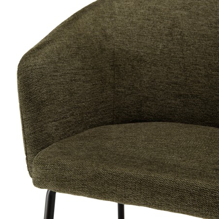ULYSSE Set of 2 Chairs in Olive Green Fabric - Trendy and Comfortable