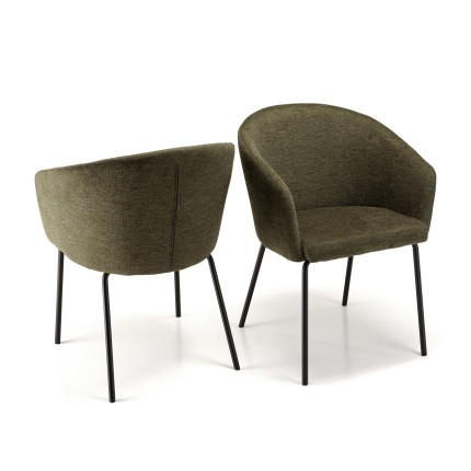 Lot de 2 chaises ULYSSE - Tissu vert olive