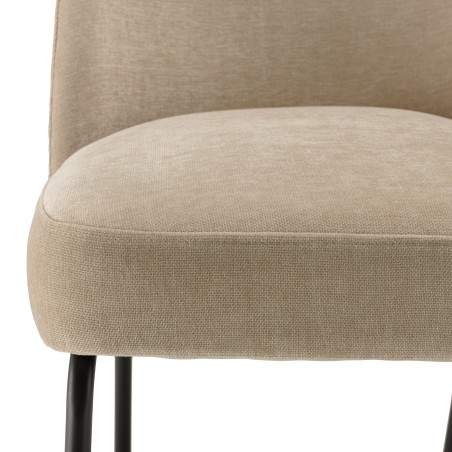 Lot de 2 chaises ULYSSE - Tissu sable et acier noir