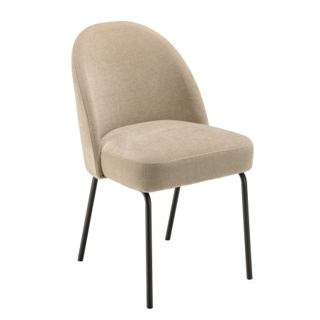 Lot de 2 chaises ULYSSE - Tissu sable et acier noir