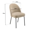 ULYSSE Set of 2 Chairs in Sand Fabric - Black Steel Legs