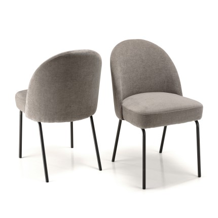 Lot de 2 chaises ULYSSE - Tissu couleur lin