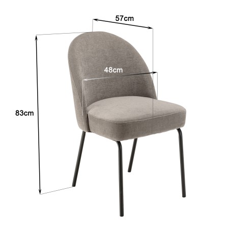 Lot de 2 chaises ULYSSE - Tissu couleur lin