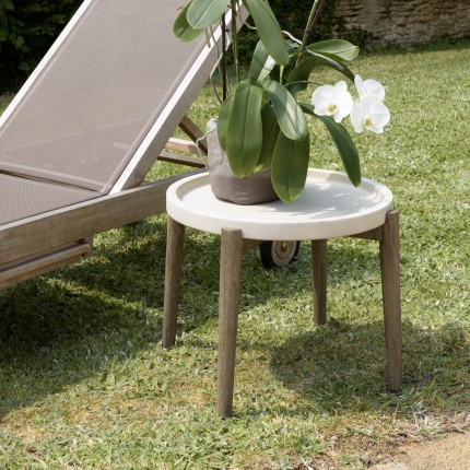 HECTOR Round Side Table 50x50cm Beige Concrete Top