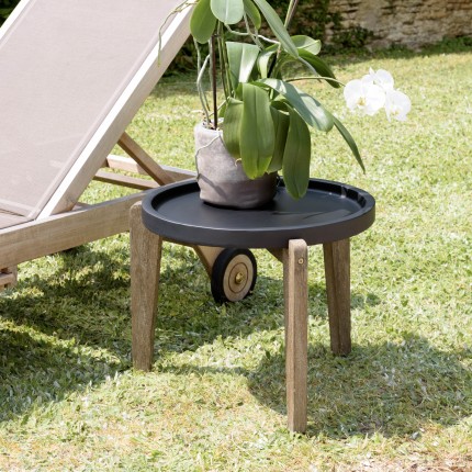 Table d’appoint HECTOR 55x52cm béton noir acacia