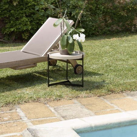 Table d’appoint HECTOR 52x50cm béton beige métal noir