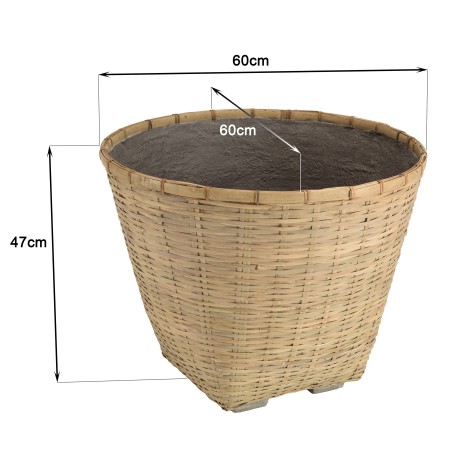 Pot de fleur HECTOR en bambou naturel 60x60cm