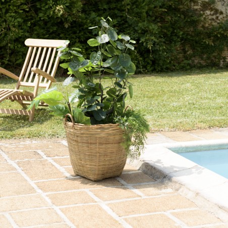 HECTOR Round Flower Pot 60x60cm Natural Bamboo with Handles