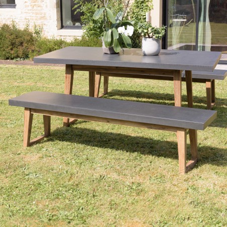 HECTOR Houston Garden Furniture - Concrete-Look Resin and Acacia - 4/6 People