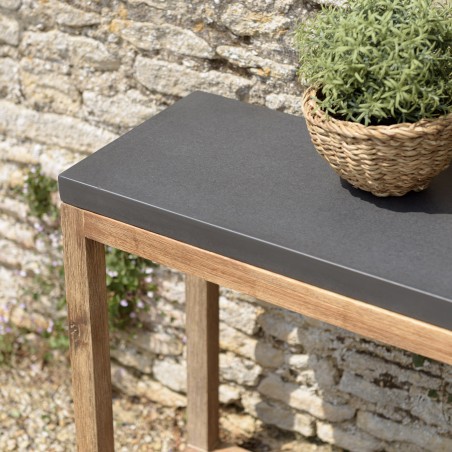 Console HECTOR - Double plateau béton foncé et acacia