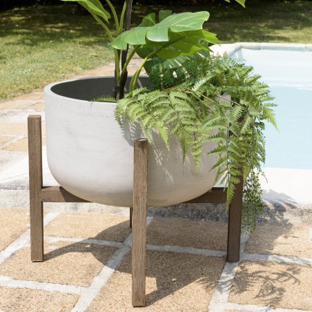 Pot de fleur HECTOR en béton et acacia